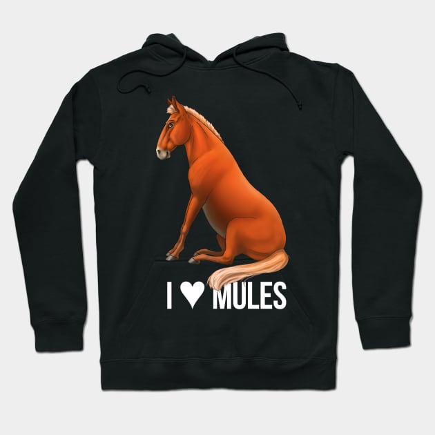 Mule - I Heart Mules White Hoodie by FalconArt